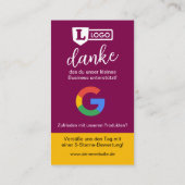 De Visite Carte d'évaluation Google avec code QR (Dos)