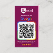 De Visite Carte d'évaluation Google avec code QR (Devant)
