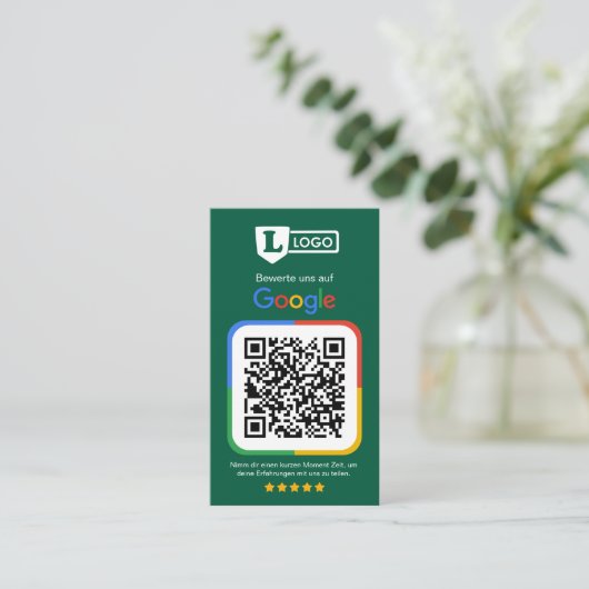 De Visite Carte d'évaluation Google avec code QR (Debout devant)