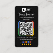 De Visite Carte d'évaluation Google avec code QR (Devant)