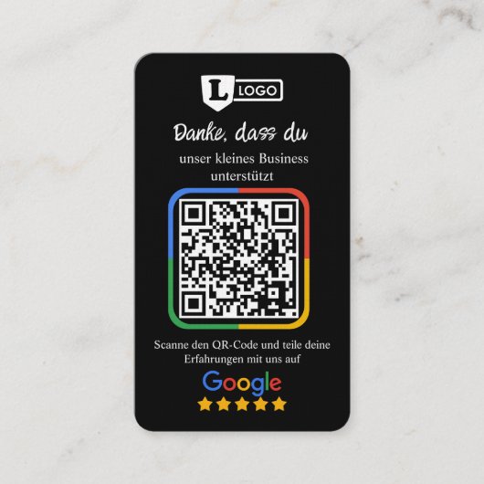 De Visite Carte d'évaluation Google avec code QR (Devant)