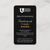 De Visite Carte d'évaluation Google avec code QR (Dos)