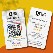 De Visite Carte d'évaluation Google avec code QR