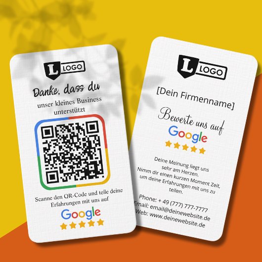 De Visite Carte d'évaluation Google avec code QR