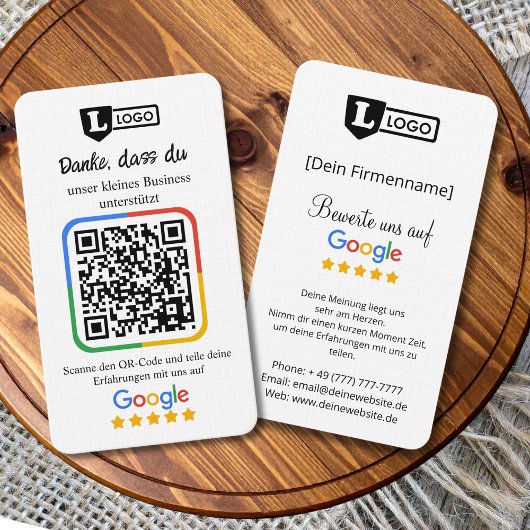 De Visite Carte d'évaluation Google avec code QR