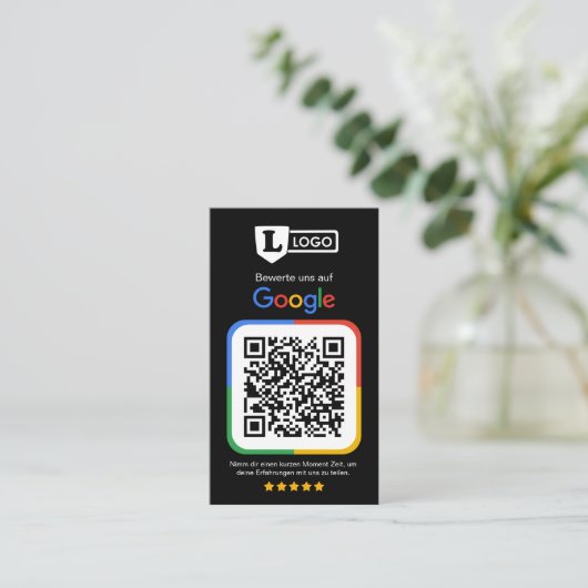 De Visite Carte d'évaluation Google avec code QR (Debout devant)