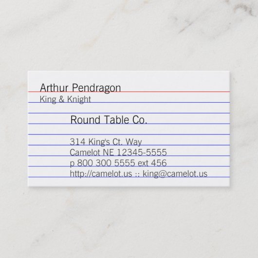 De Visite Carte d'index (Devant)