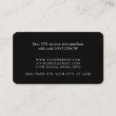 De Visite Carte d'insertion noire Monogramme ou Ajouter un l (Dos)