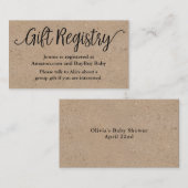 De Visite Carte d'insertion Rustique Script Cadeau Registre  (Devant / Derrière)