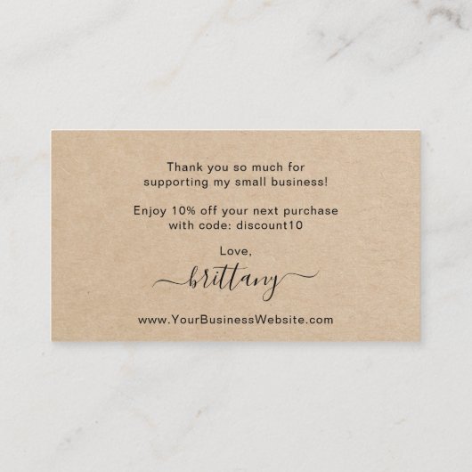 De Visite Carte d'insertion simple Brown élégant (Dos)