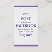 De Visite Carte d'instruction Mini-Faciale (Dos)