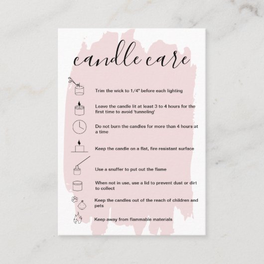 De Visite Carte d'instructions pour le soin des bougies Ajou (Devant)