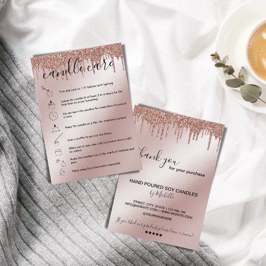 De Visite Carte d'instructions pour le soin des bougies Ajou