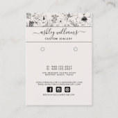 De Visite Carte d'oreille botanique moderne Blush & Black (Dos)