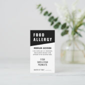 De Visite Carte du Chef pour Allergie Alimentaire (Debout devant)
