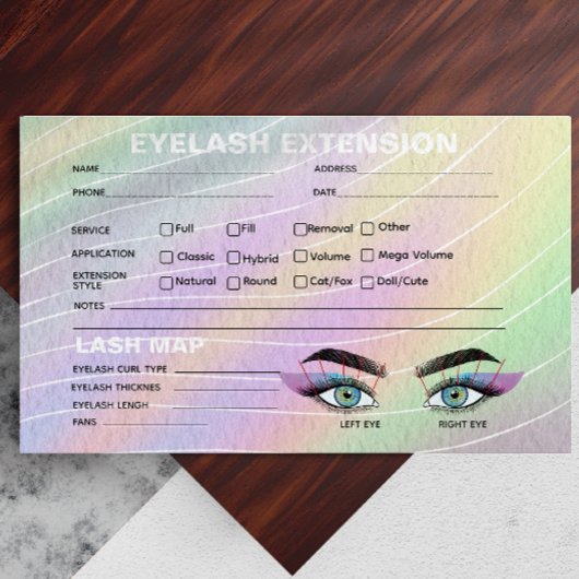 De Visite Carte du dossier client Hologram Lash tendance