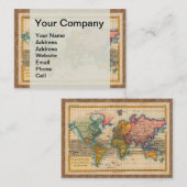 De Visite Carte du monde 1700s Antique Continents (Devant / Derrière)