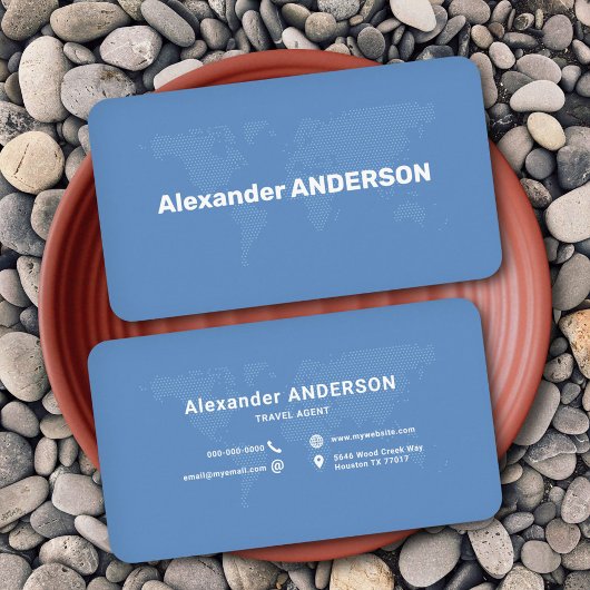 De Visite Carte du monde à pointes bleues