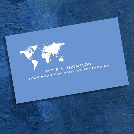 De Visite Carte du monde bleu caraïbe