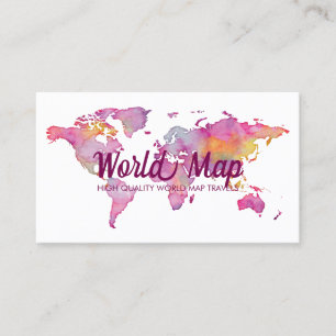De Visite Carte du monde Burgundy rose au design minimaliste