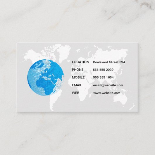 De Visite Carte du monde / Globe (Devant)