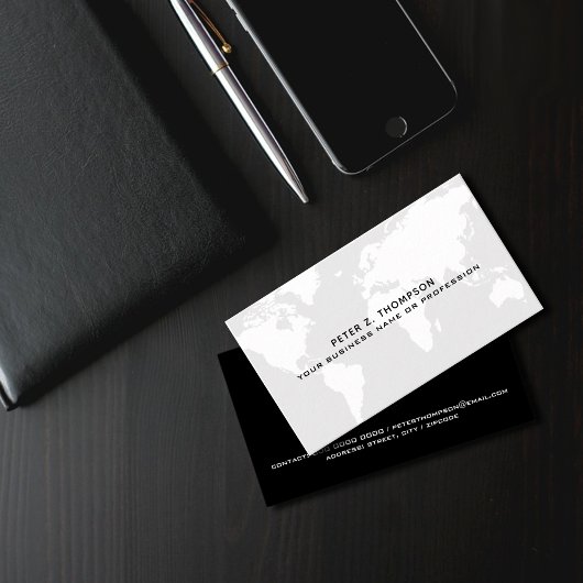 De Visite Carte du monde gris pâle Professionnel internation