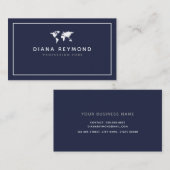 De Visite Carte du monde Moderne Professionnel bleu foncé (Devant / Derrière)