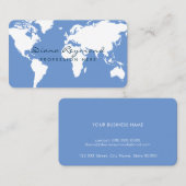 De Visite Carte du monde moderne sur bleu (Devant / Derrière)