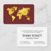 De Visite Carte du Monde (or / rouge) (Devant / Derrière)