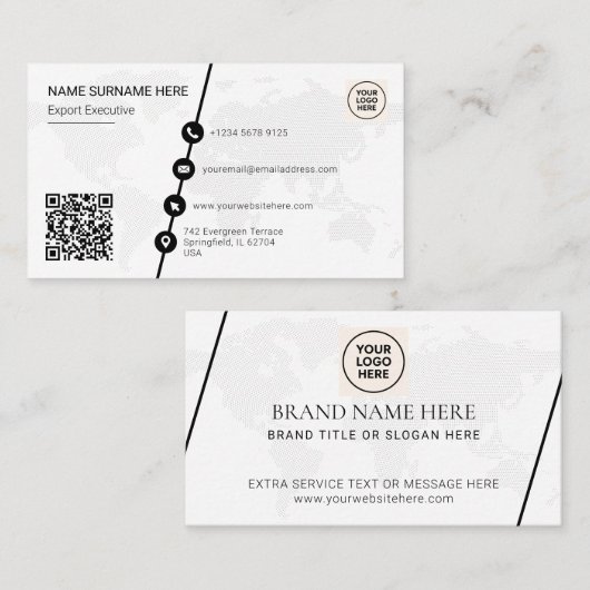 De Visite Carte du monde QR Code formelle (Devant / Derrière)