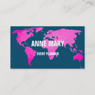 De Visite Carte du monde rose Art Abstrait Bleu Mariage mou