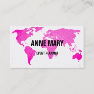 De Visite Carte du monde rose Mariage d'art Abstrait coloré