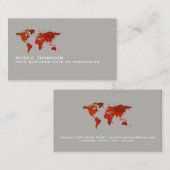 De Visite carte du monde rougeâtre commerce international gr (Devant / Derrière)