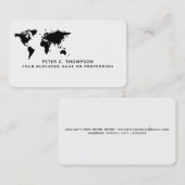 De Visite carte du monde simple commerce international noir (Devant / Derrière)