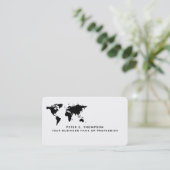 De Visite carte du monde simple commerce international noir (Debout devant)