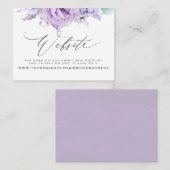 De Visite Carte du site Web du Mariage Floral Dusty Purple (Devant / Derrière)