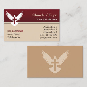 De Visite Carte Eglise Dove avec Croix Rouge et Beige