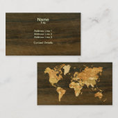 De Visite Carte en bois du monde (Devant / Derrière)