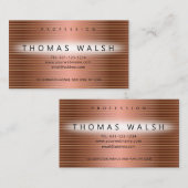 De Visite Carte en cuivre moderne élégante avec lignes dorée (Devant / Derrière)