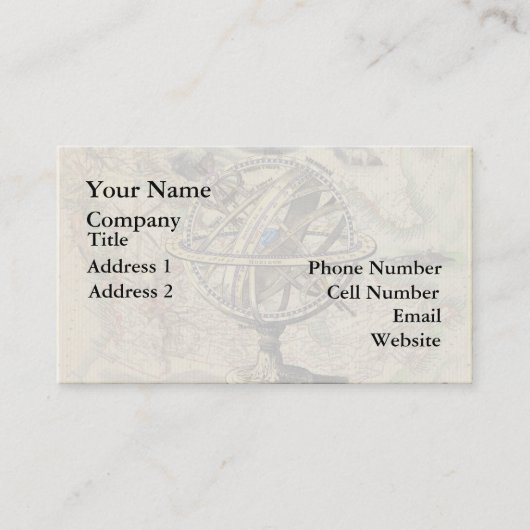 De Visite Carte et compas marins Vintages (Devant)