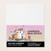 De Visite Carte et icônes du bâtiment immobilier (Extérieur déplié)