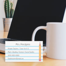 Carte flashcard personnalisée du tuteur privé