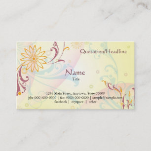 De Visite Carte florale jaune en pastel