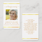 De Visite Carte funéraire élégante en or blanc (Devant / Derrière)