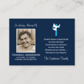 De Visite Carte funéraire photo classique Blue Cross Dove (Devant)
