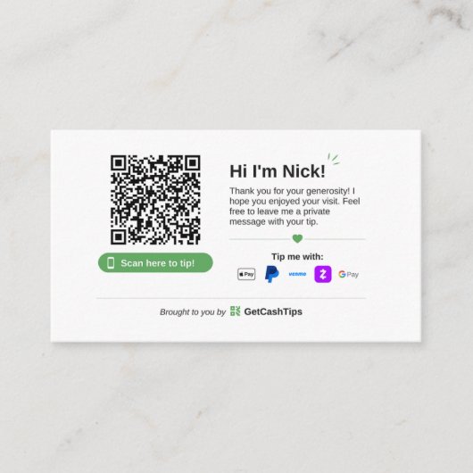 De Visite Carte GetCashTips (Devant)
