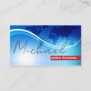 De Visite Carte globale fond bleu