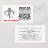 De Visite Carte Goblin Book (Devant / Derrière)