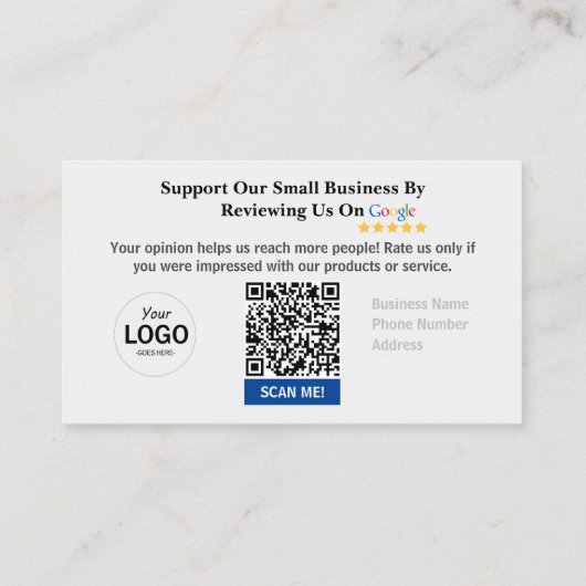 De Visite Carte Google Review Avec Coupon (Dos)