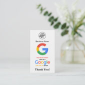 De Visite Carte Google Review unique avec logo et code QR (Debout devant)